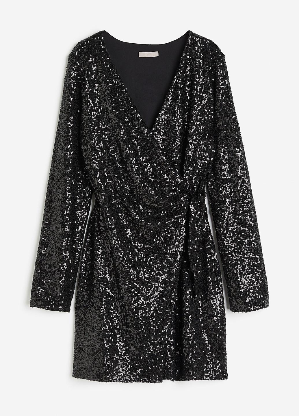 Чорна святковий, коктейльна, вечірня сукня на запах H&M однотонна