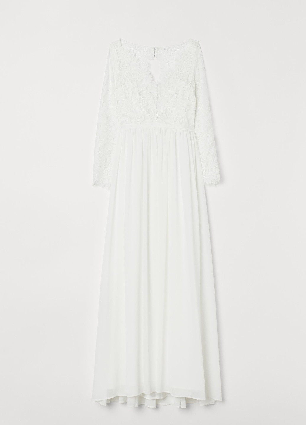 Белое свадебное платье свадебное кружевное H&M однотонное