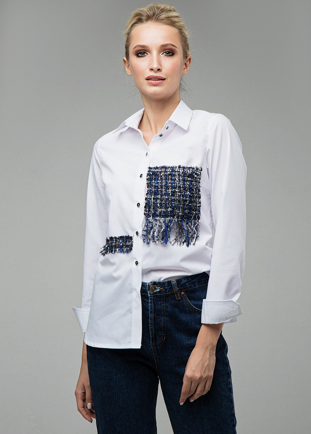 Белая кэжуал рубашка с абстрактным узором Miledi