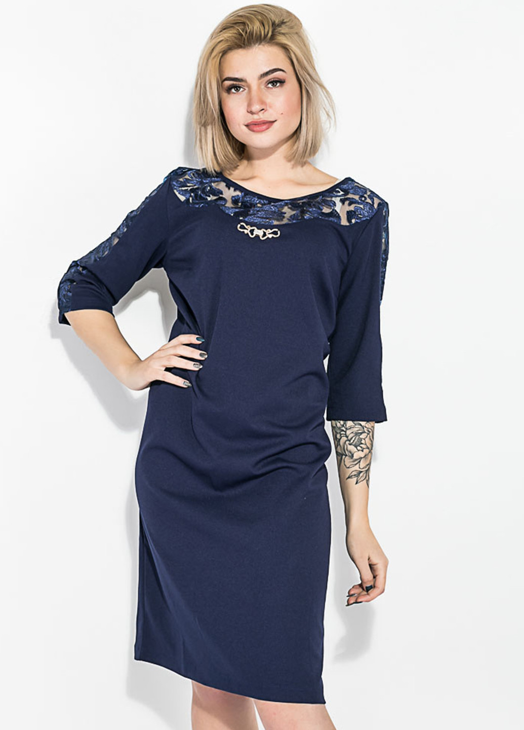 Темно-синя кежуал сукня New Fashion однотонна