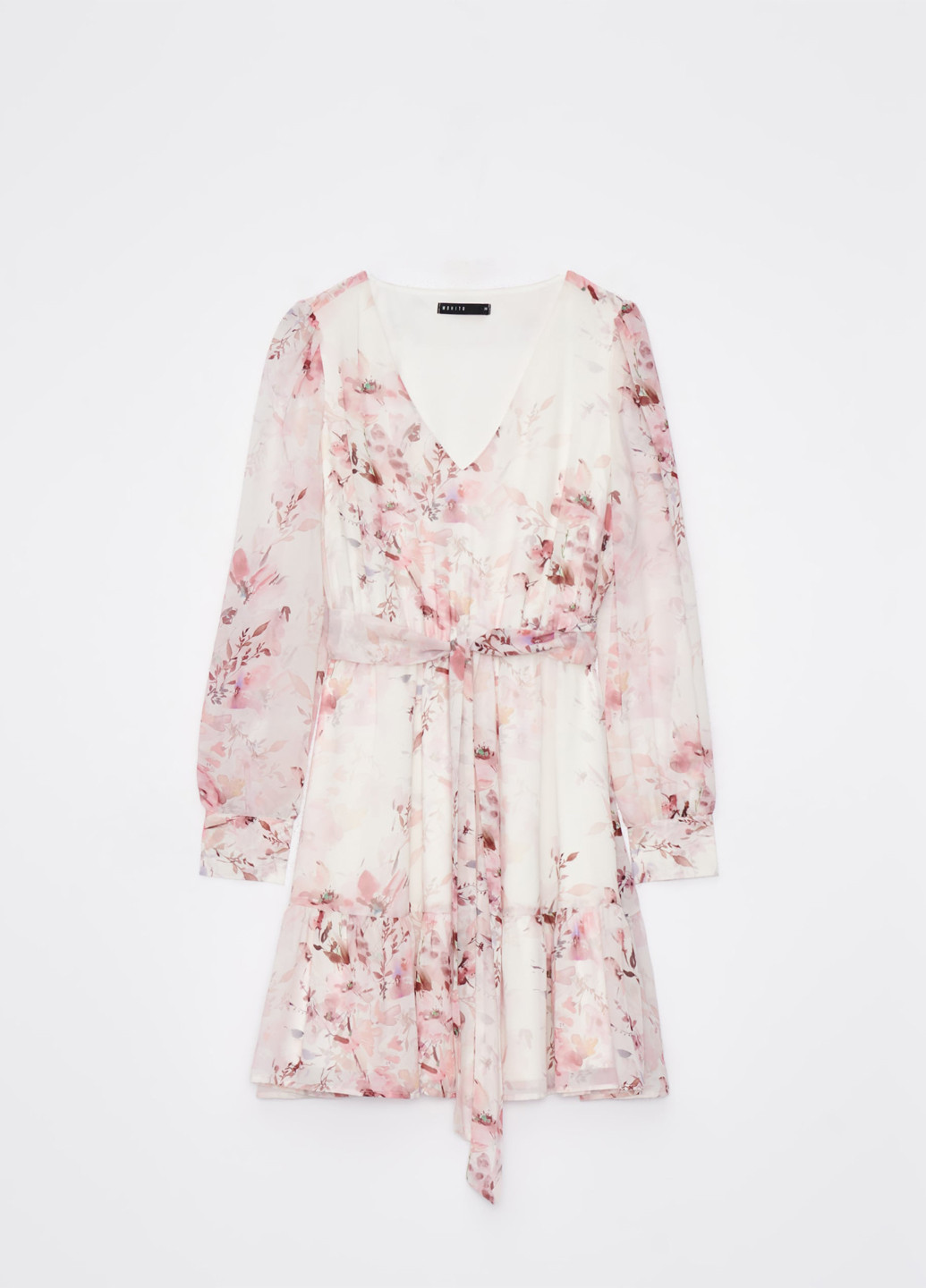 Белое кэжуал платье клеш Mohito с цветочным принтом