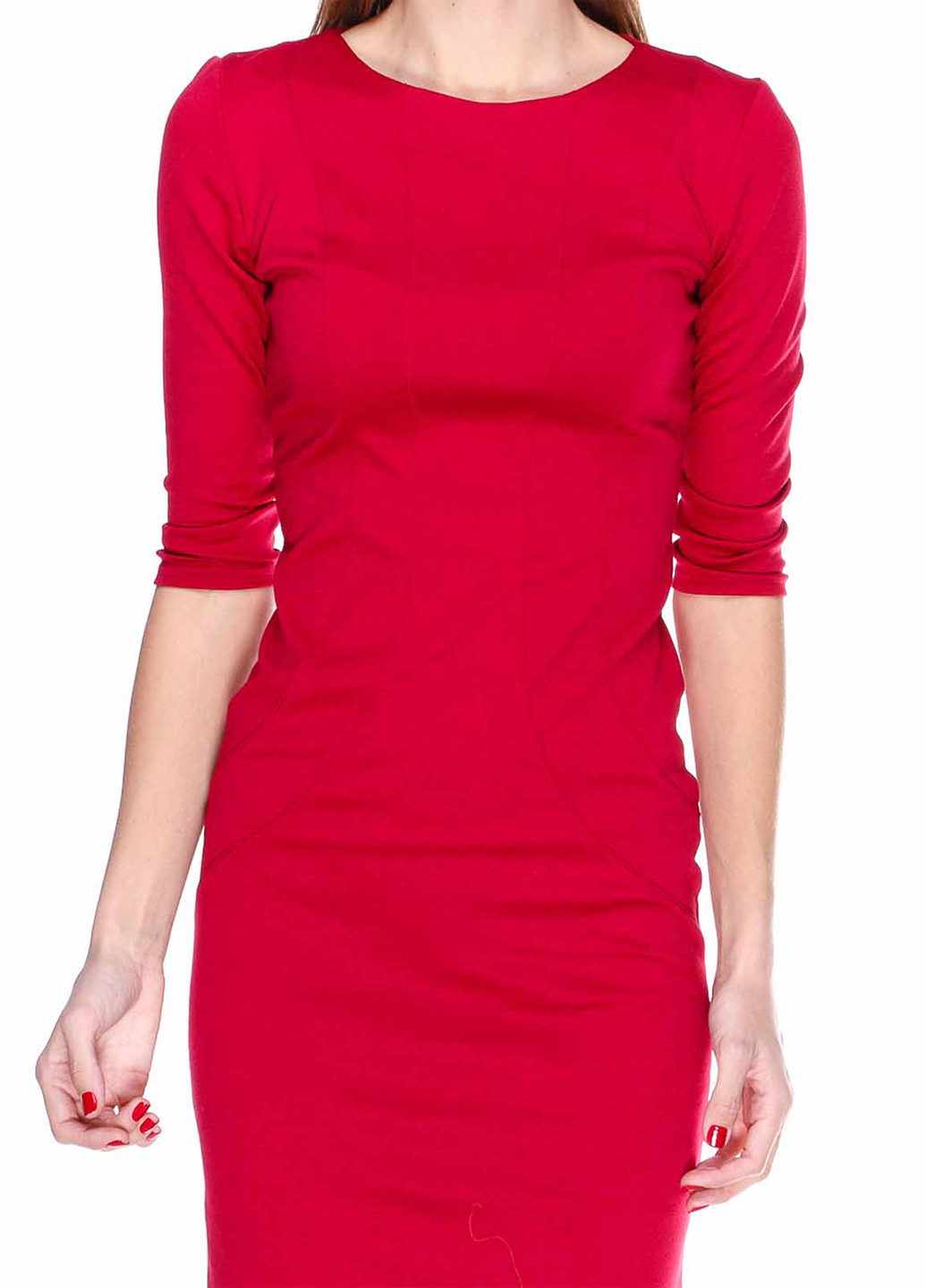 Красное кэжуал платье футляр Vergans однотонное