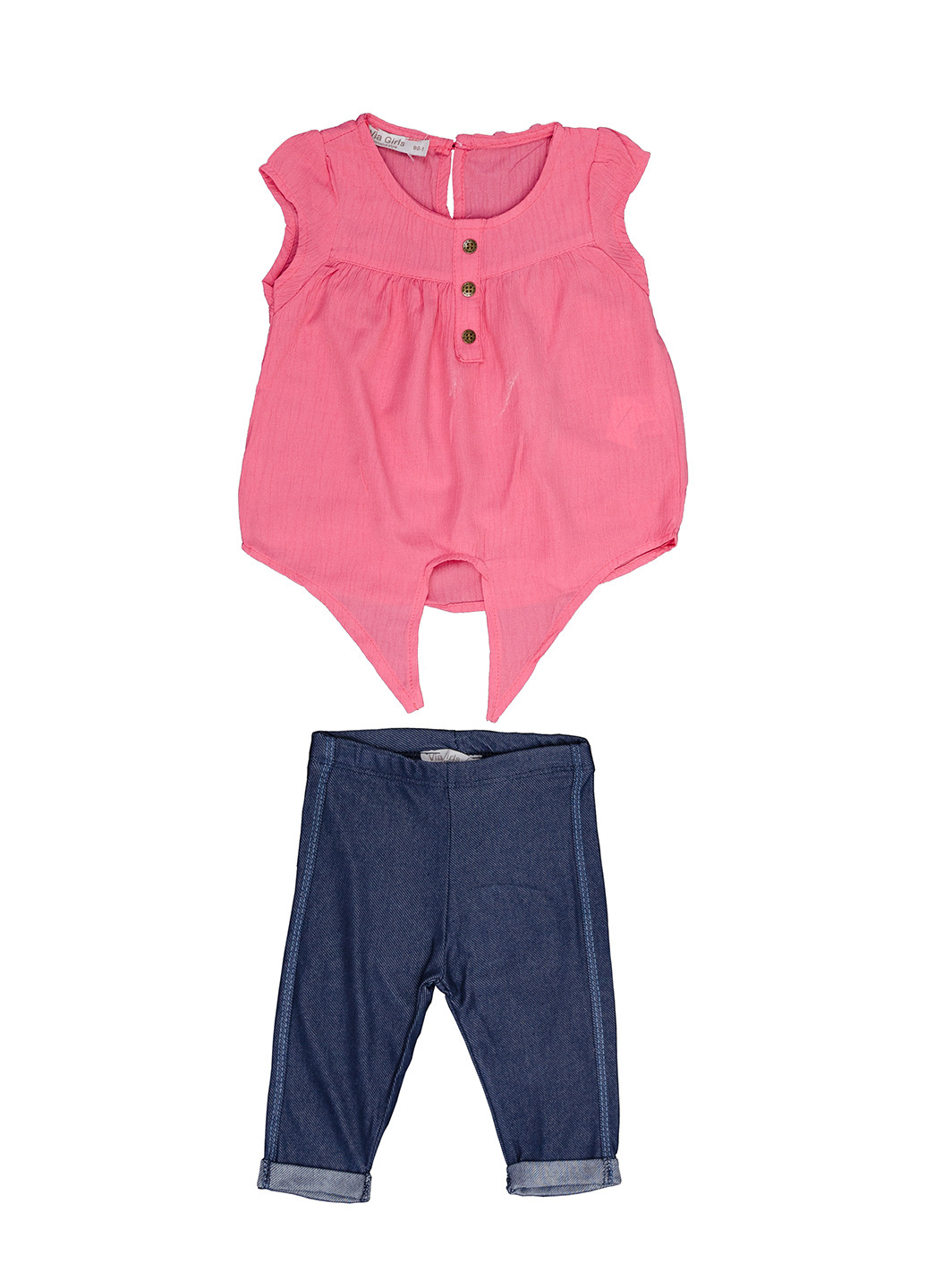 Розовый летний комплект для девочки (блуза, бриджи) Turkey