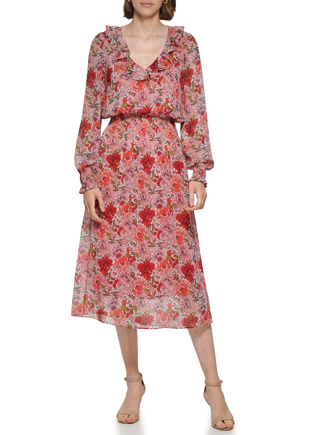 Рожево-коричнева кежуал сукня а-силует Tommy Hilfiger з квітковим принтом