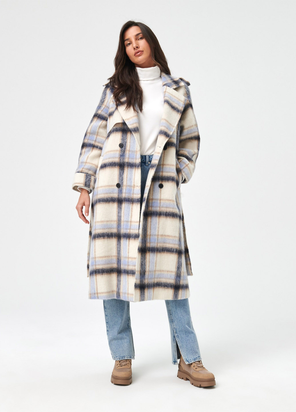 Молочное демисезонное Пальто двубортное Sinsay