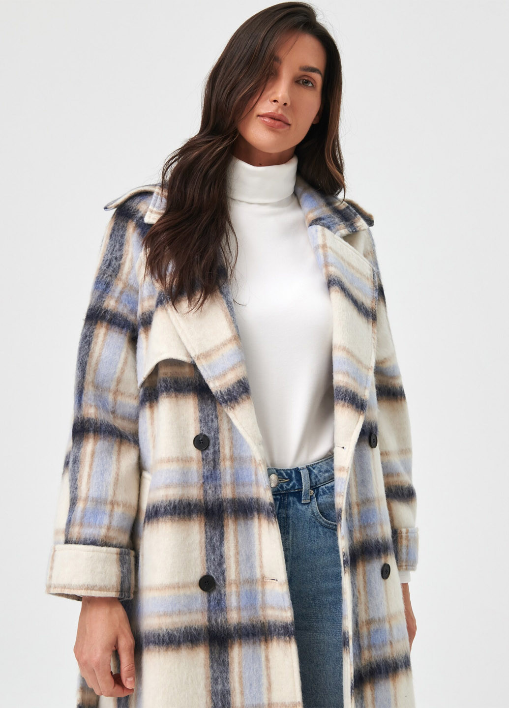 Молочное демисезонное Пальто двубортное Sinsay