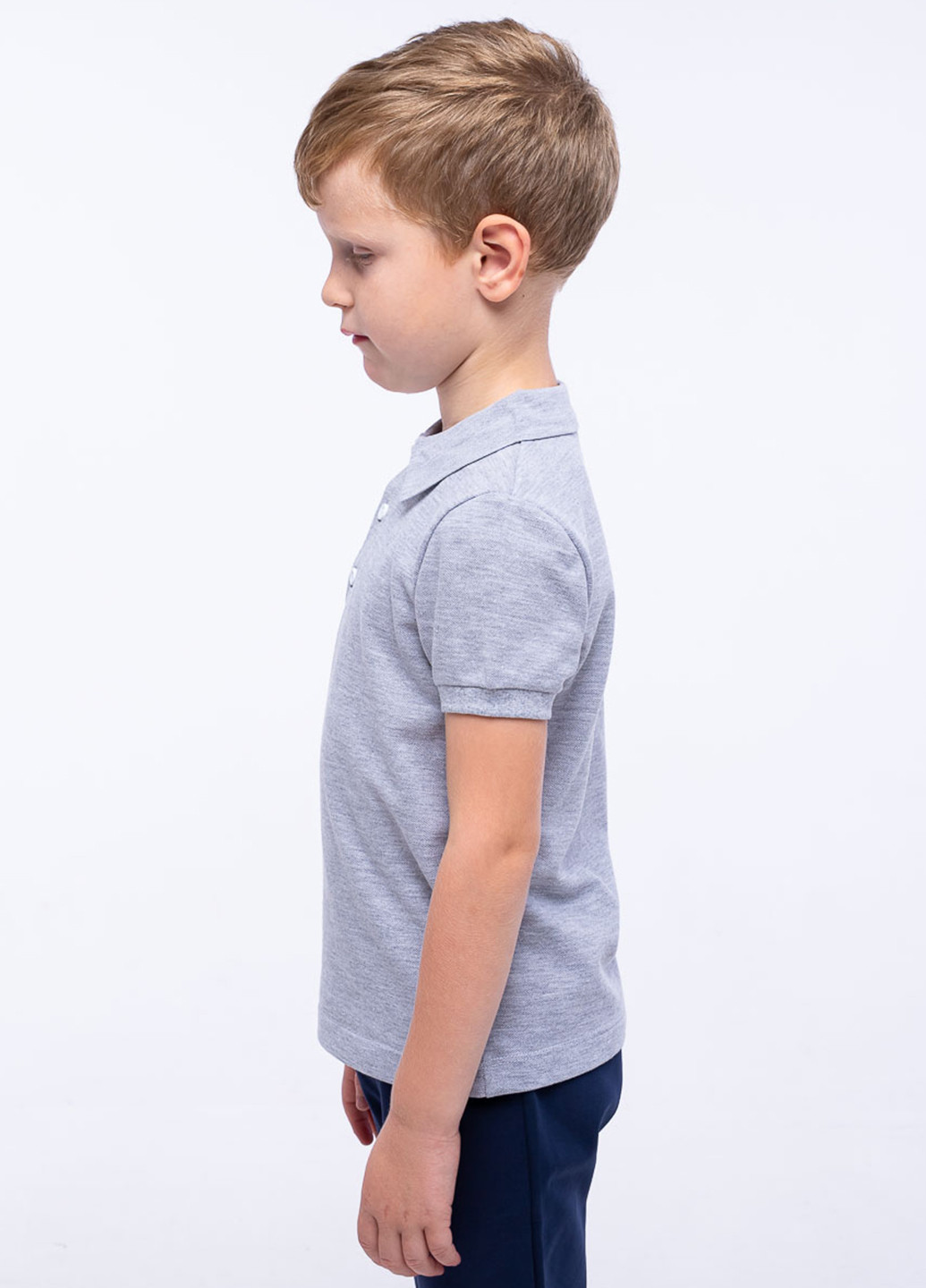 Серая детская футболка-поло для мальчика Vidoli меланжевая