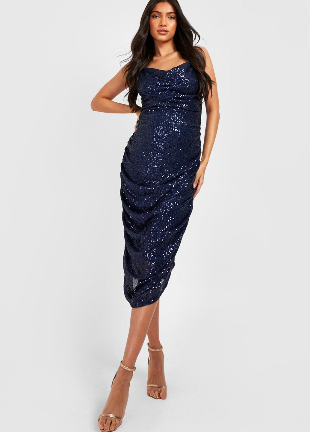 Синее вечернее платье для беременных платье-комбинация Boohoo однотонное