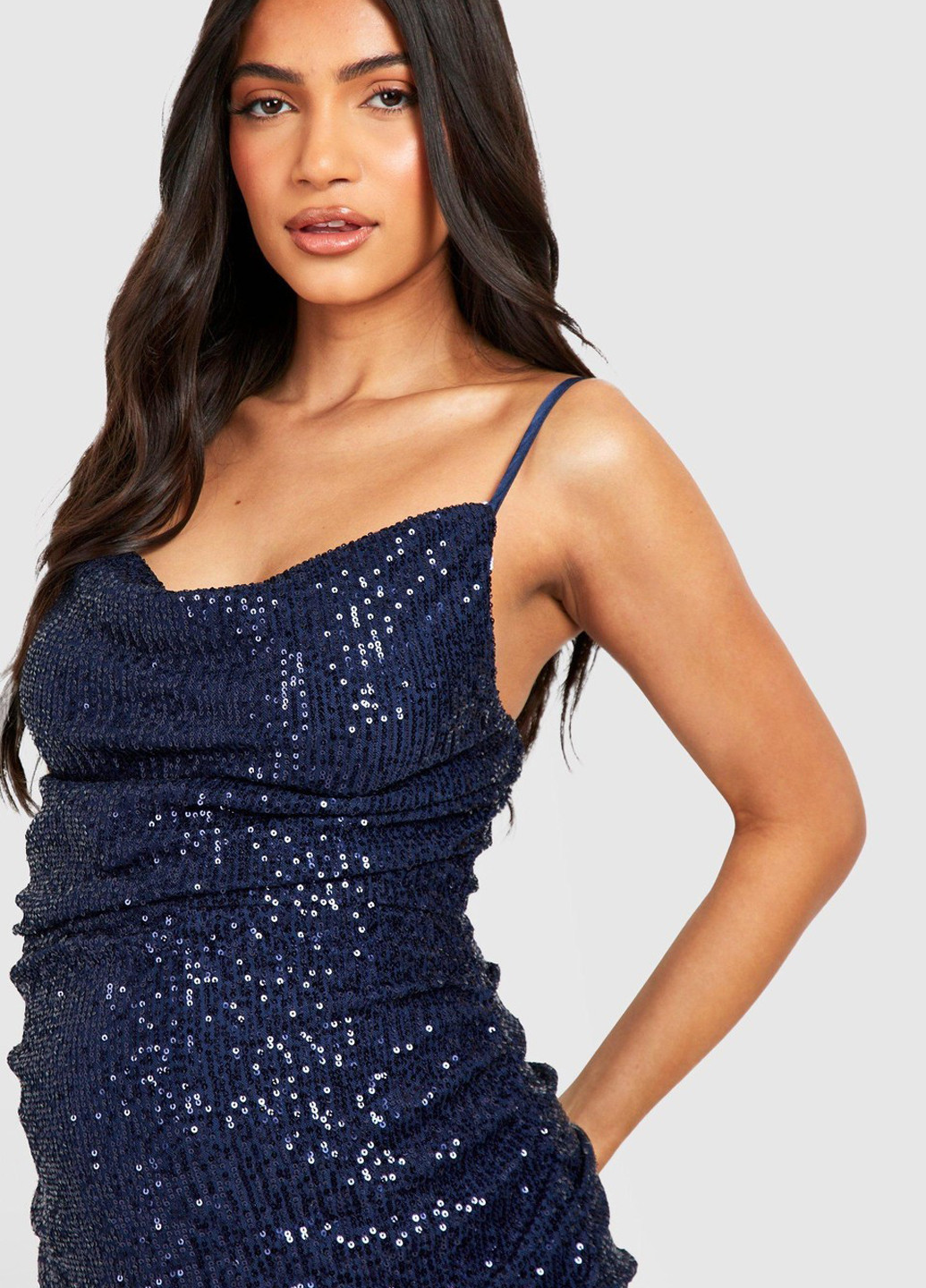 Синее вечернее платье для беременных платье-комбинация Boohoo однотонное