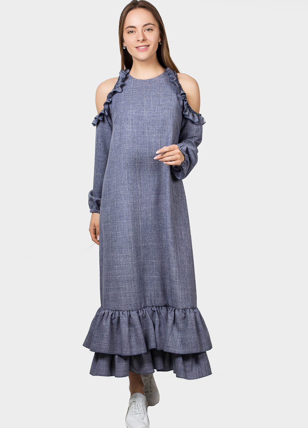 Сіро-синя кежуал плаття, сукня а-силует O`zona milano меланжева