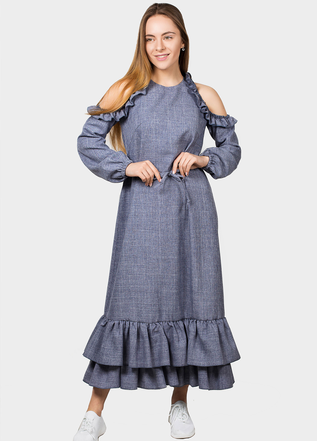 Сіро-синя кежуал плаття, сукня а-силует O`zona milano меланжева