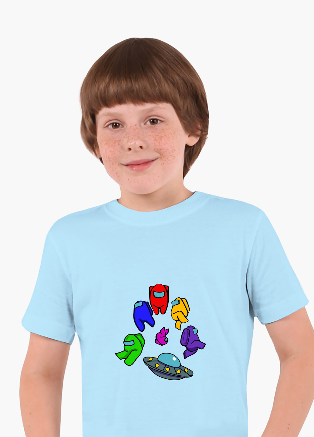 Голубая демисезонная футболка детская амонг ас (among us)(9224-2585) MobiPrint