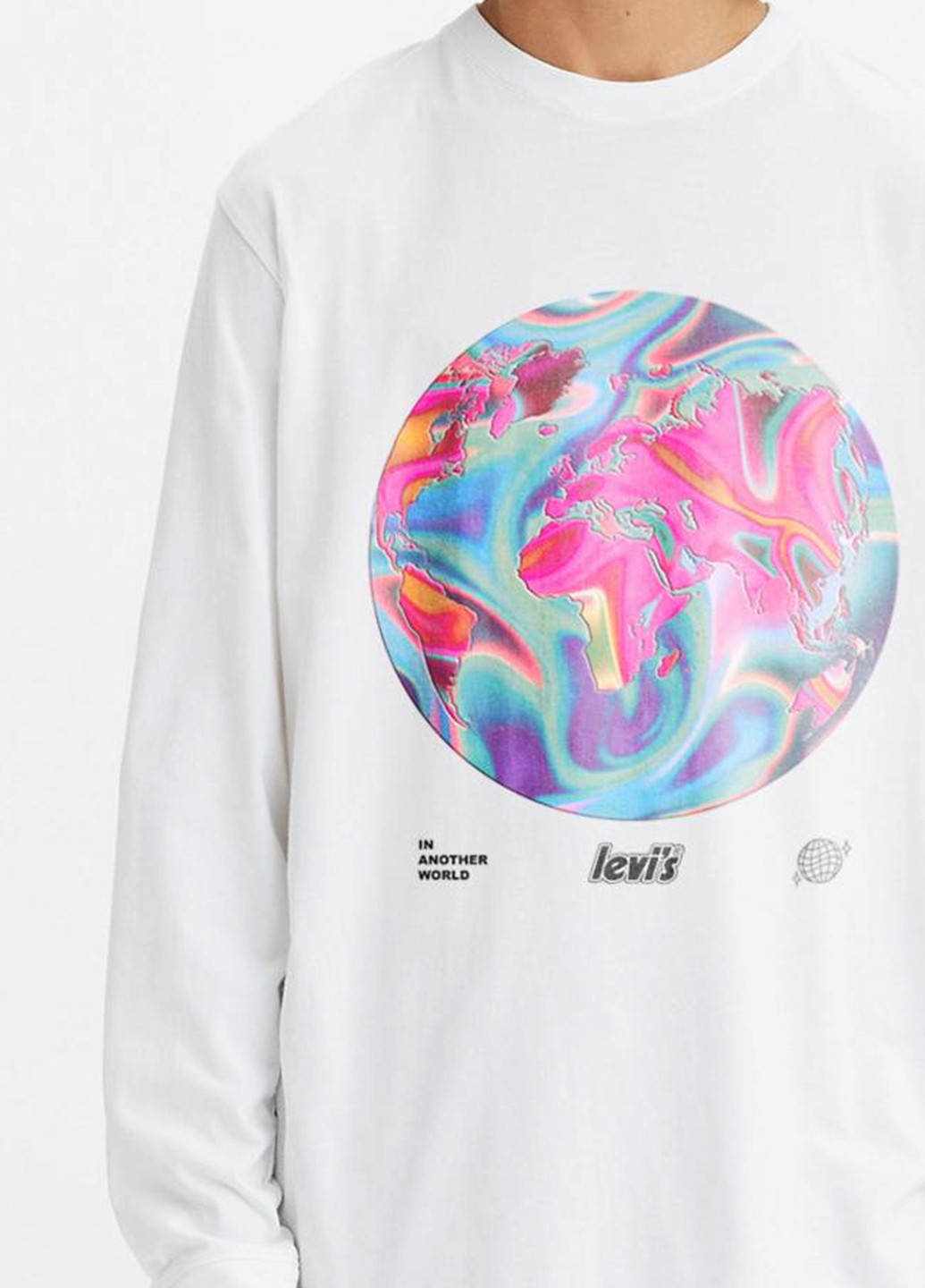 Лонгслів Levi's малюнок білий кежуали бавовна, трикотаж