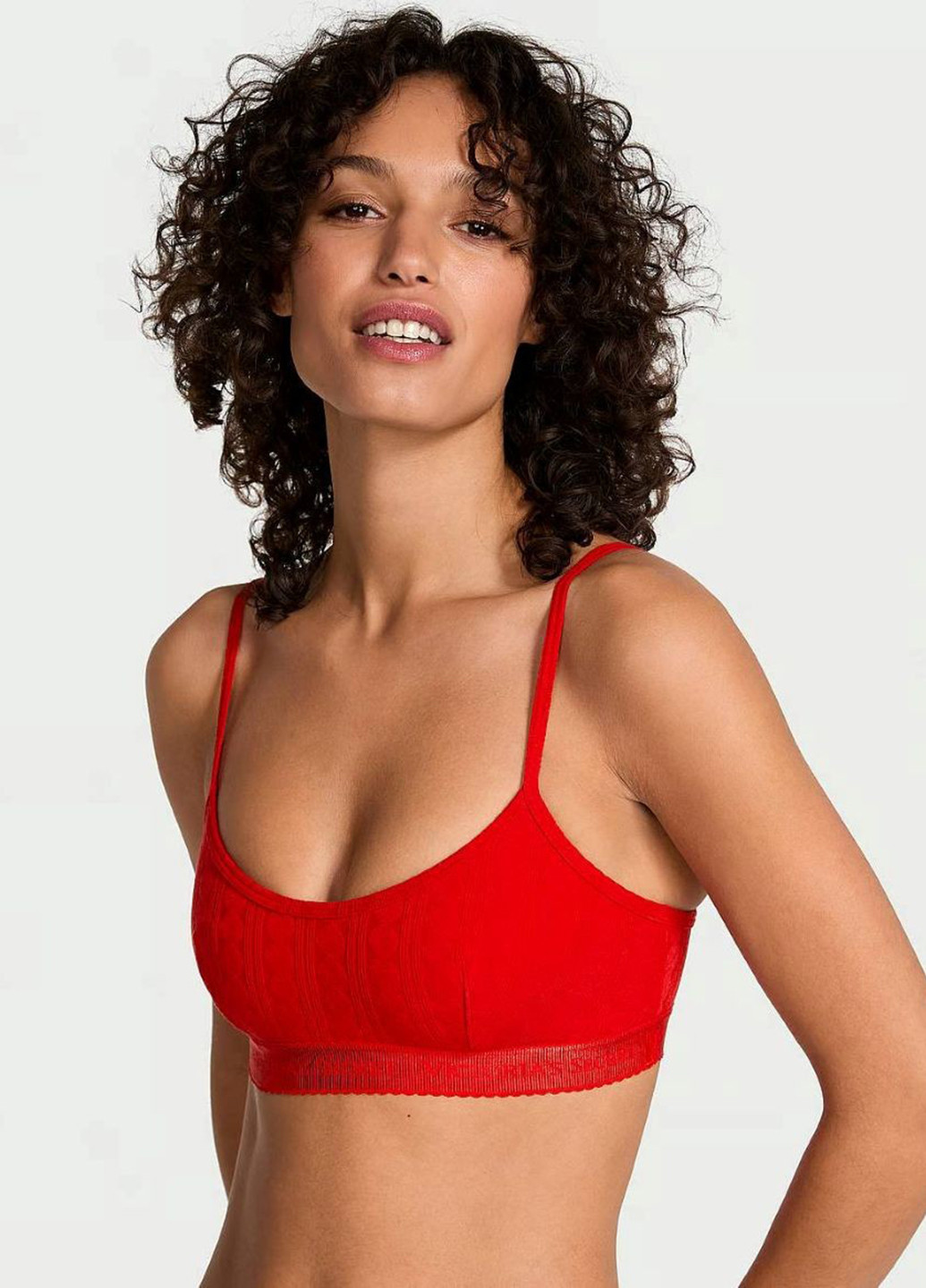 Красный топ бюстгальтер Victoria's Secret без косточек хлопок