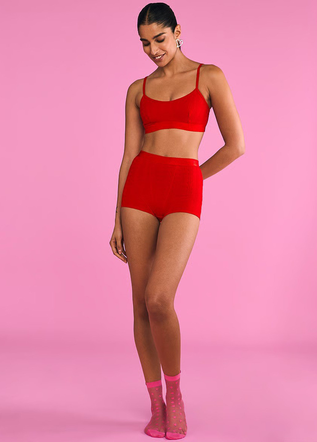 Красный топ бюстгальтер Victoria's Secret без косточек хлопок