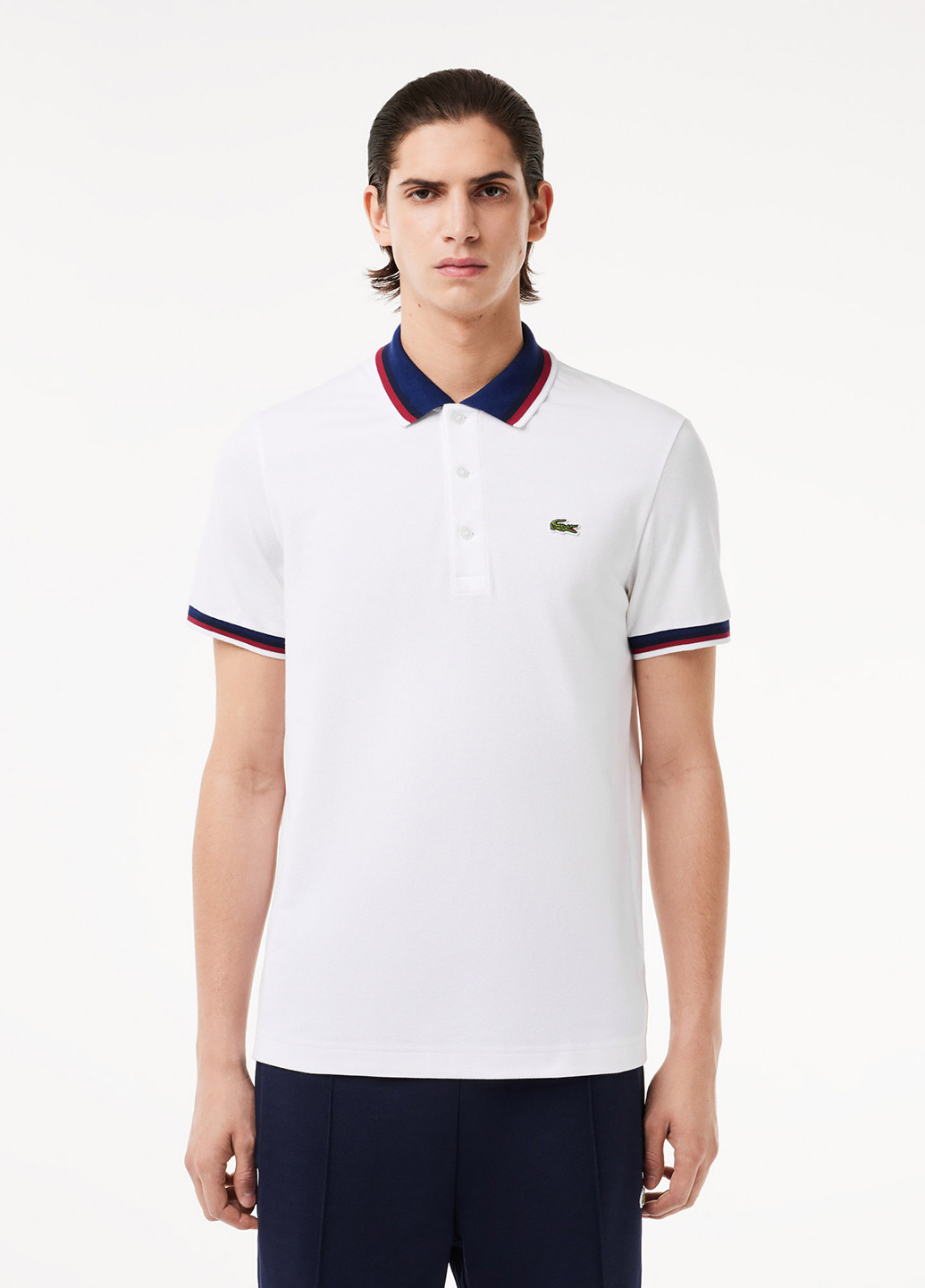 Белая футболка-поло для мужчин Lacoste однотонная