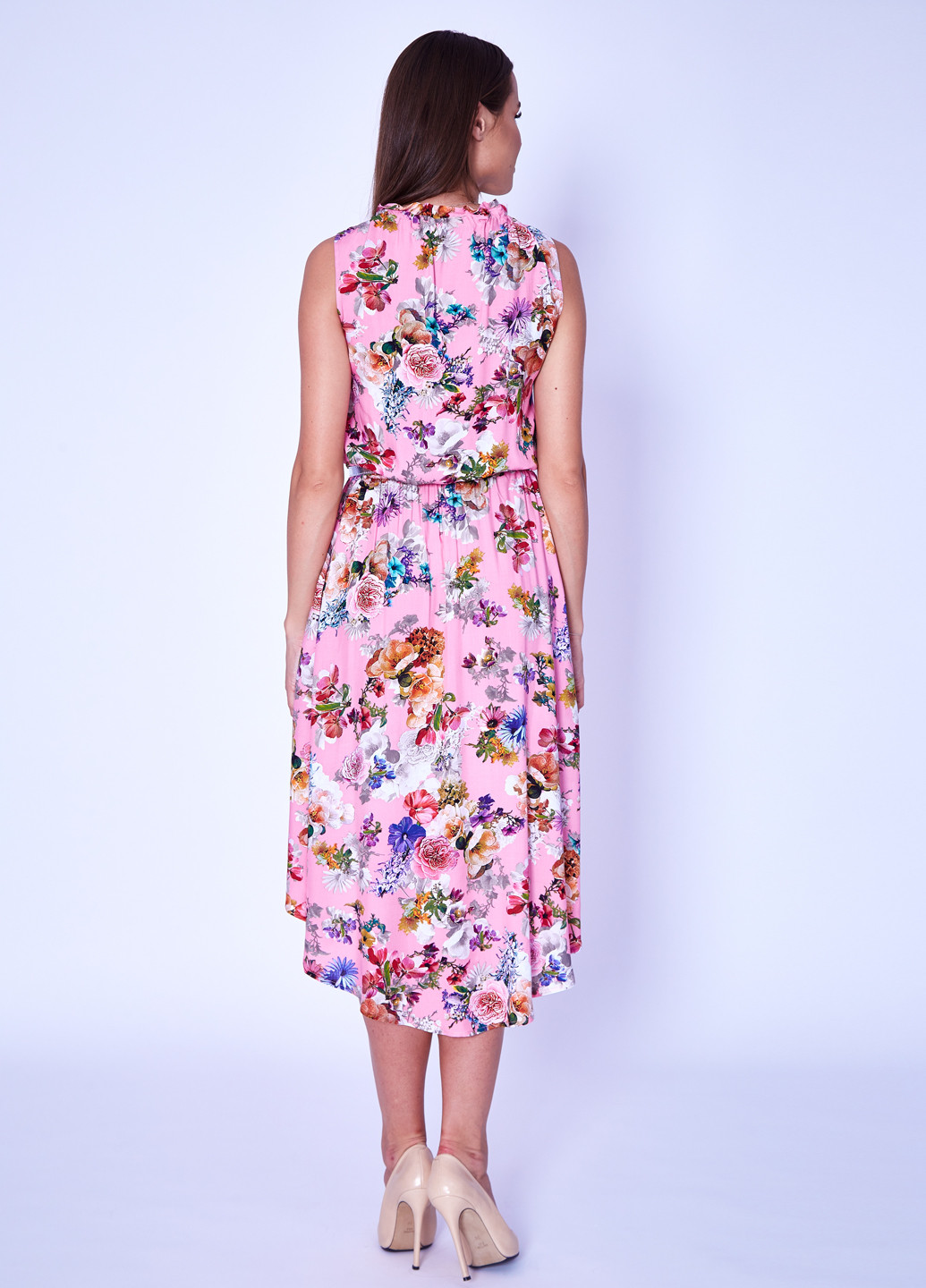 Розово-лиловое кэжуал платье Gioia с цветочным принтом