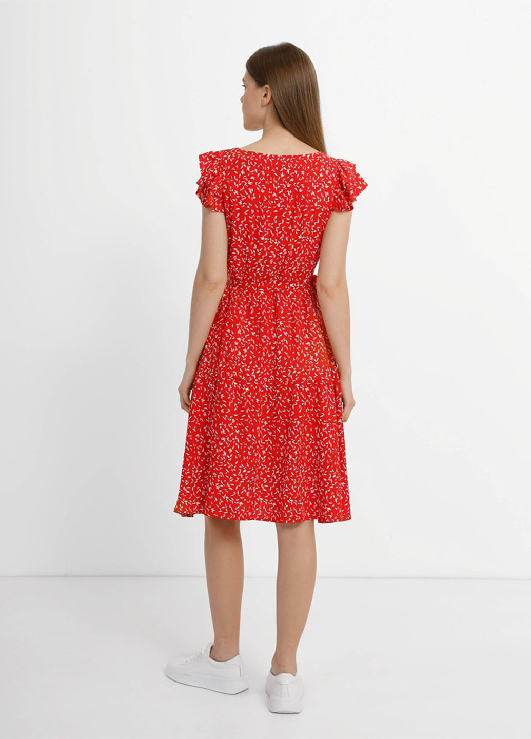 Красное повседневный платье в греческом стиле Promin с цветочным принтом