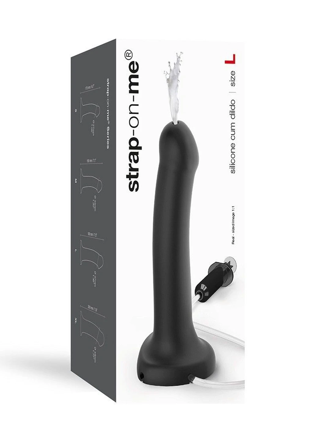Кончающий фаллоимитатор Dildo Cum Black, диаметр 3,6см, силикон, насадка для страпона Strap-On-Me (256537639)