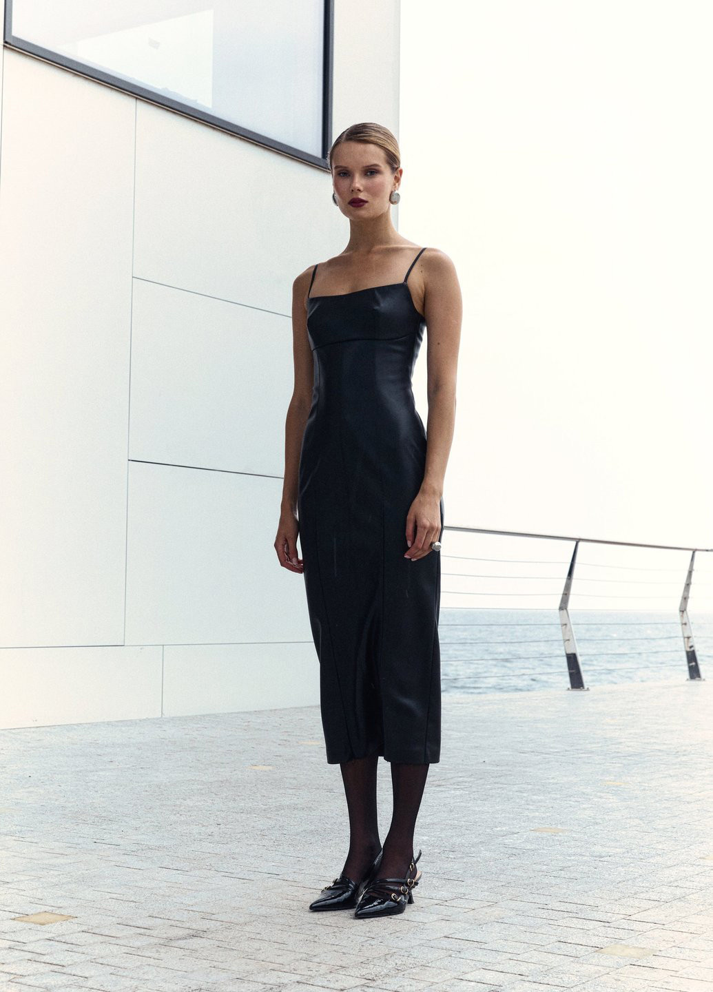 Черное кэжуал платье силуэтная Gepur однотонное