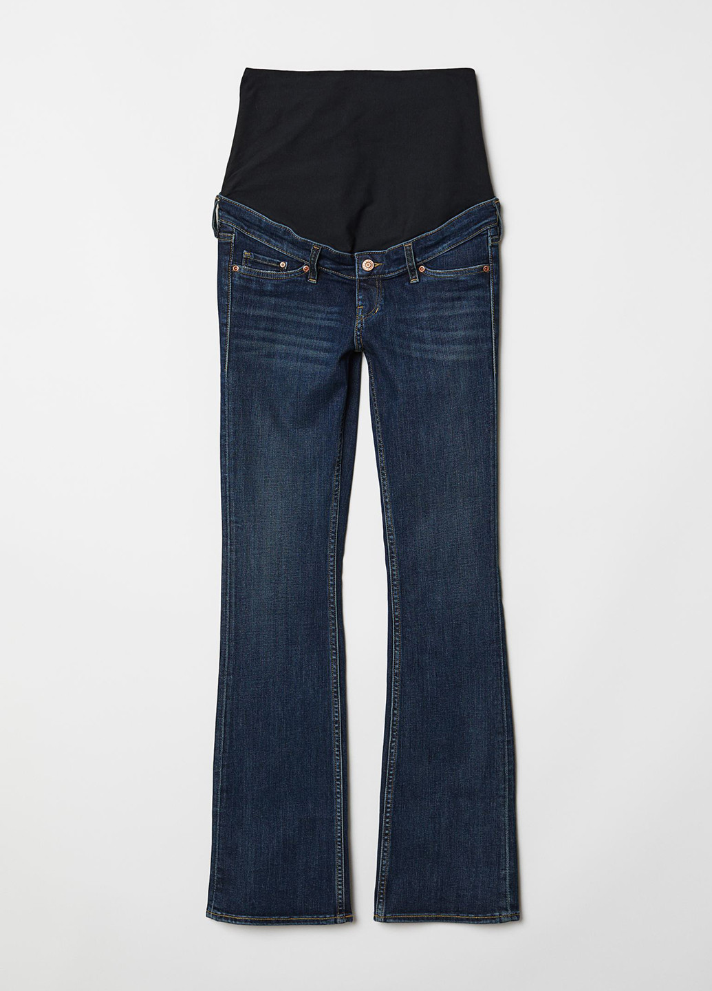 Джинси для вагітних H&M кльош однотонні темно-сині джинсові бавовна