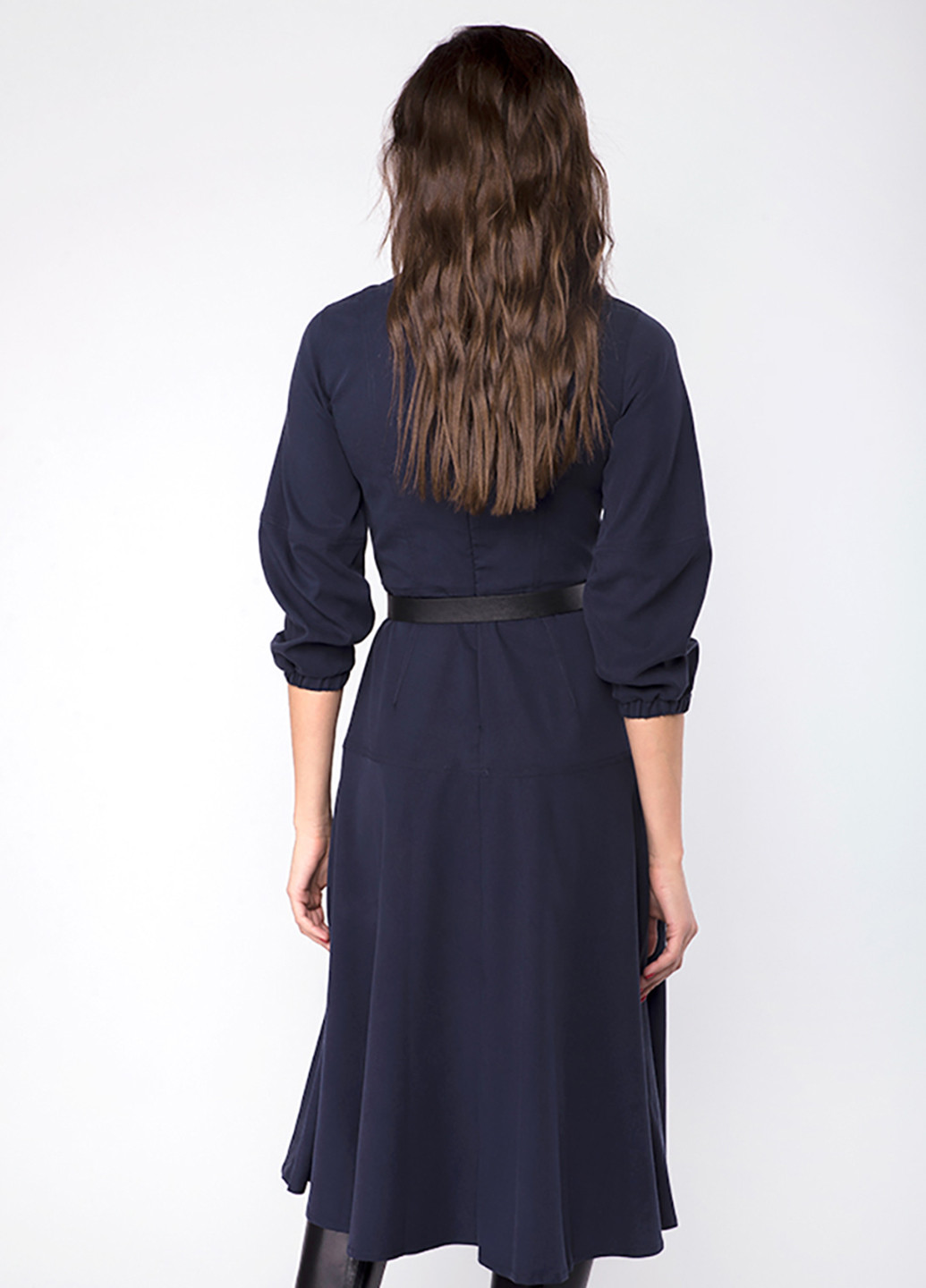 Темно-синя кежуал плаття, сукня кльош MR 520 однотонна