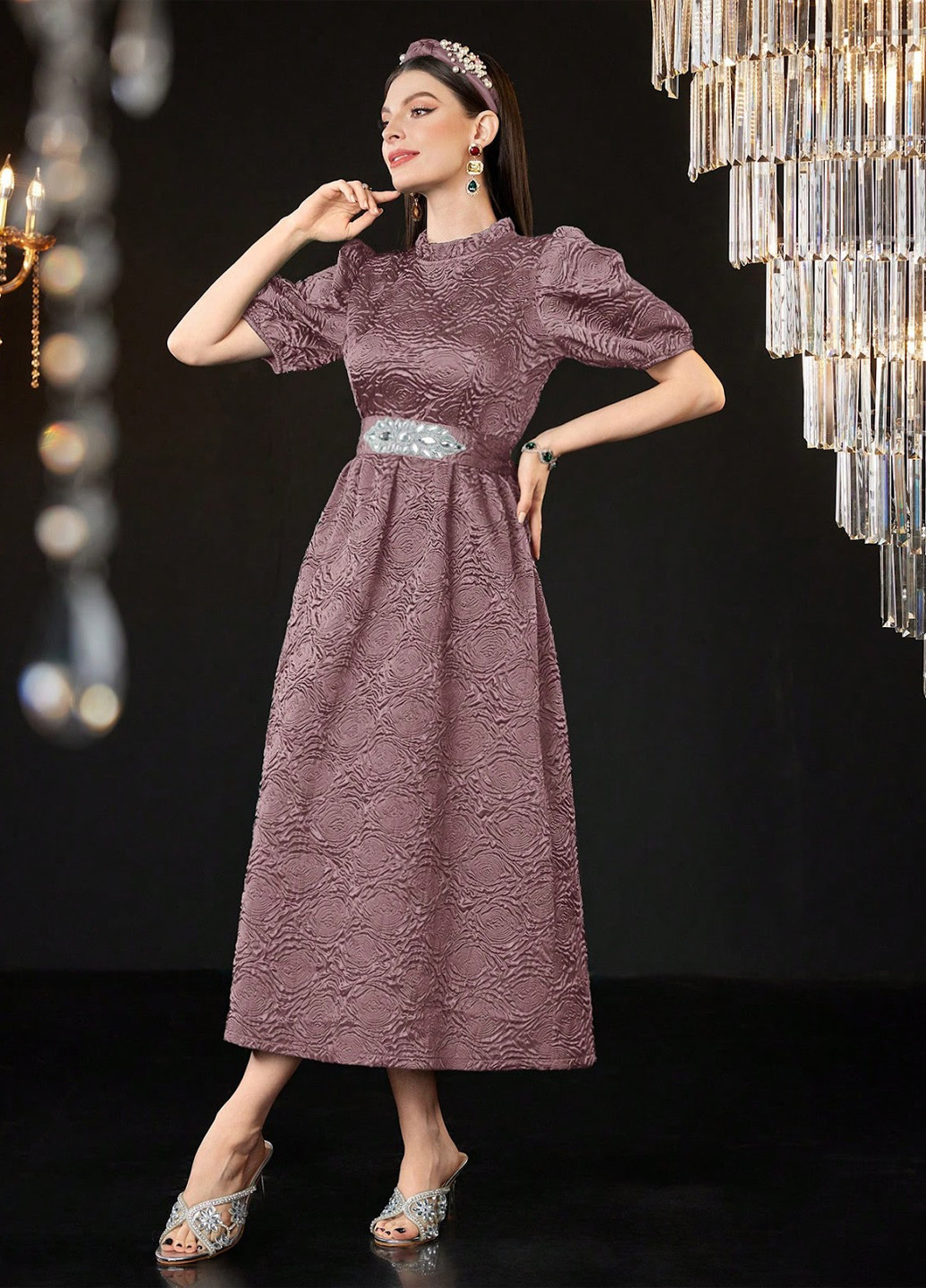 Темно-лиловое праздничный платье SHEIN однотонное