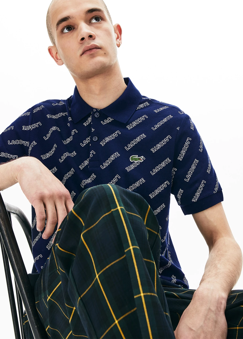 Темно-синяя футболка-поло для мужчин Lacoste с логотипом