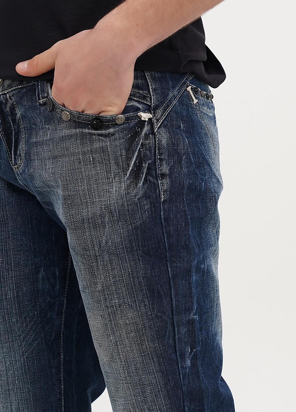 Темно-синие демисезонные прямые джинсы No Brand