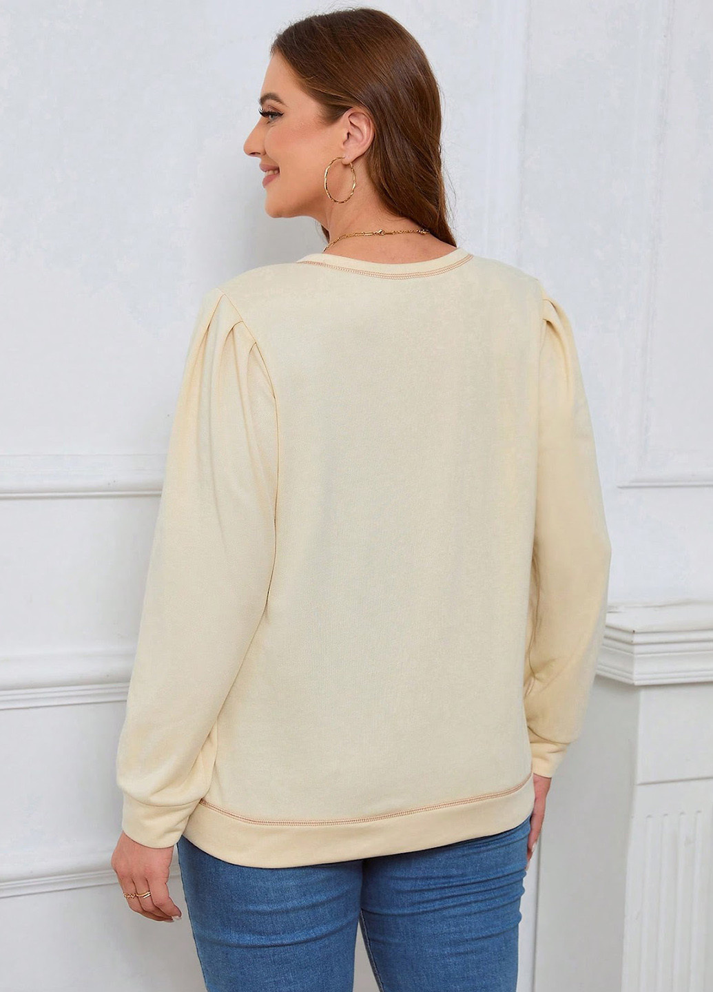 Молочний світшот SHEIN однотонний складки (323127336)