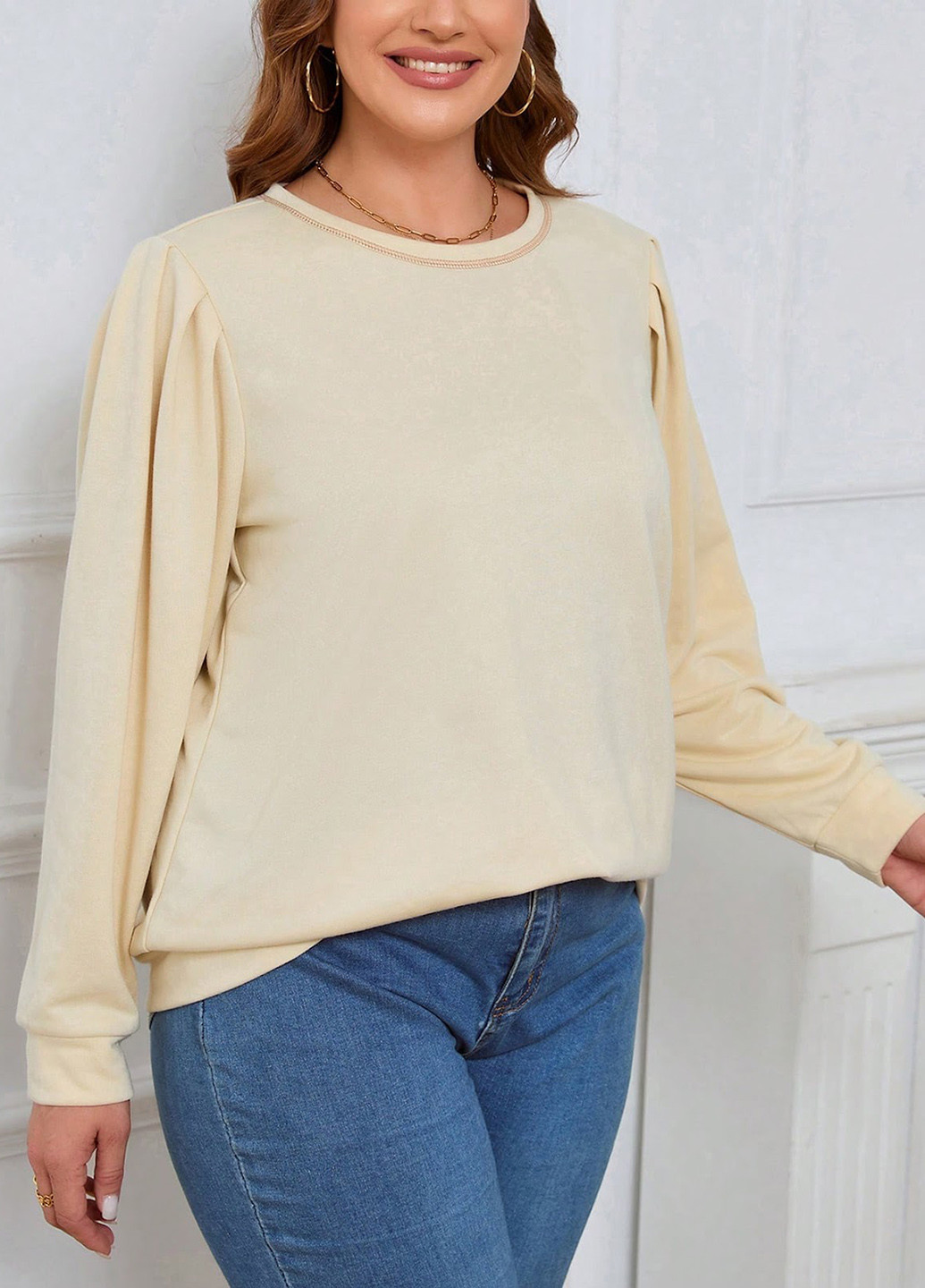 Молочний світшот SHEIN однотонний складки (323127336)