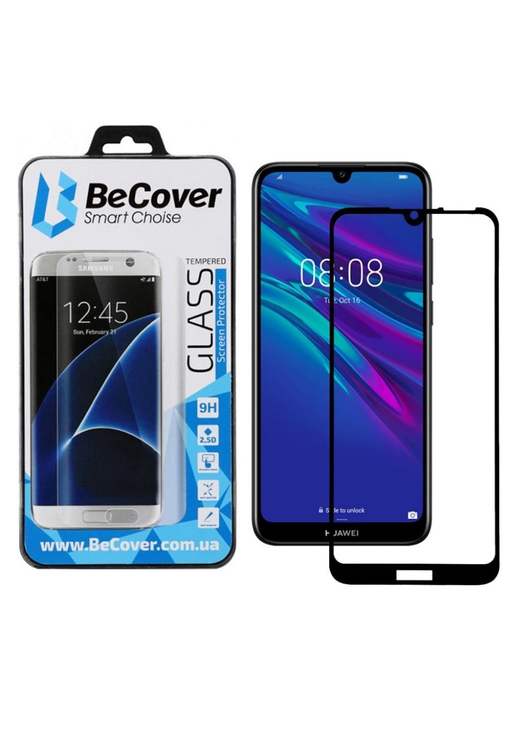 Стекло защитное Huawei Y6 2019 Black (703438) BeCover (252368888)