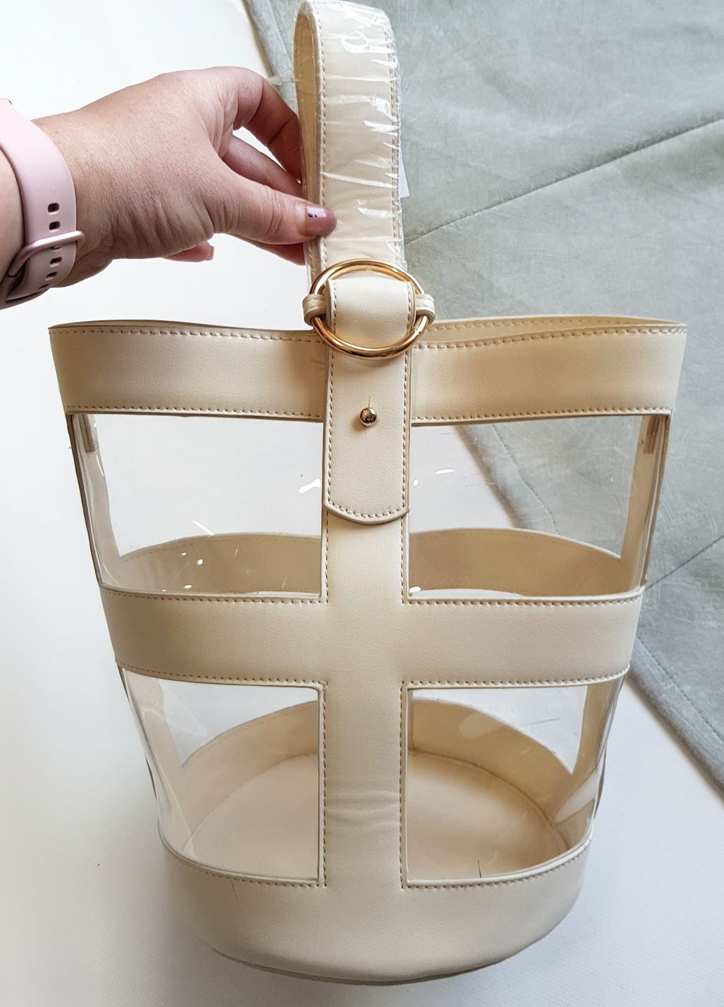 Молочная женская сумка с прозрачными вставками No Brand (255169561)