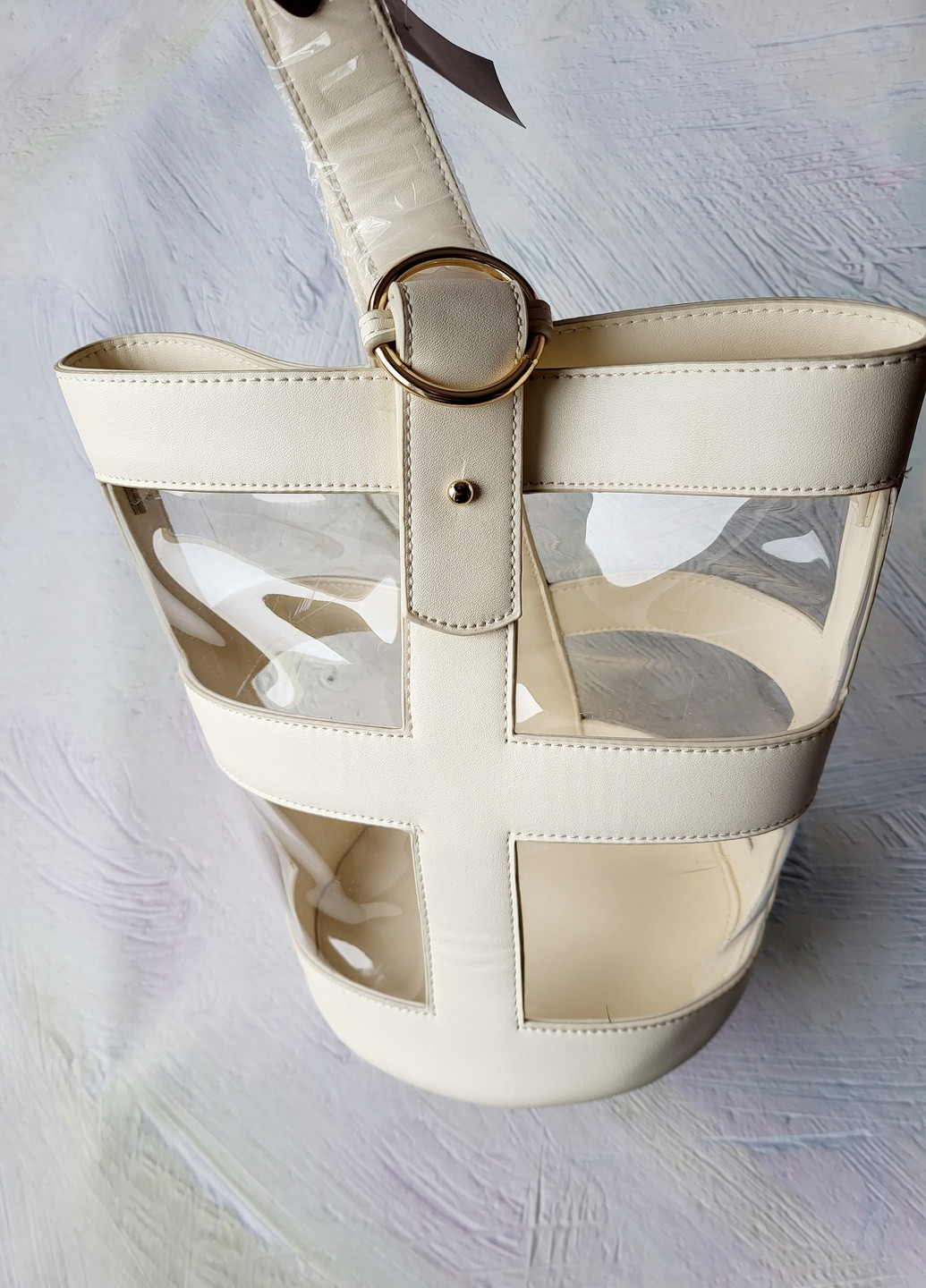 Молочна жіноча сумка з прозорими вставками No Brand (255169561)