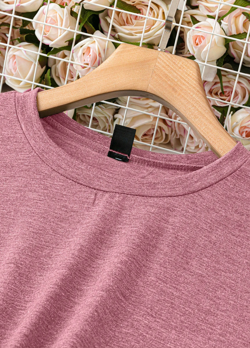 Темно-рожева кежуал сукня сукня-футболка, з спідницею-сонце SHEIN меланжева