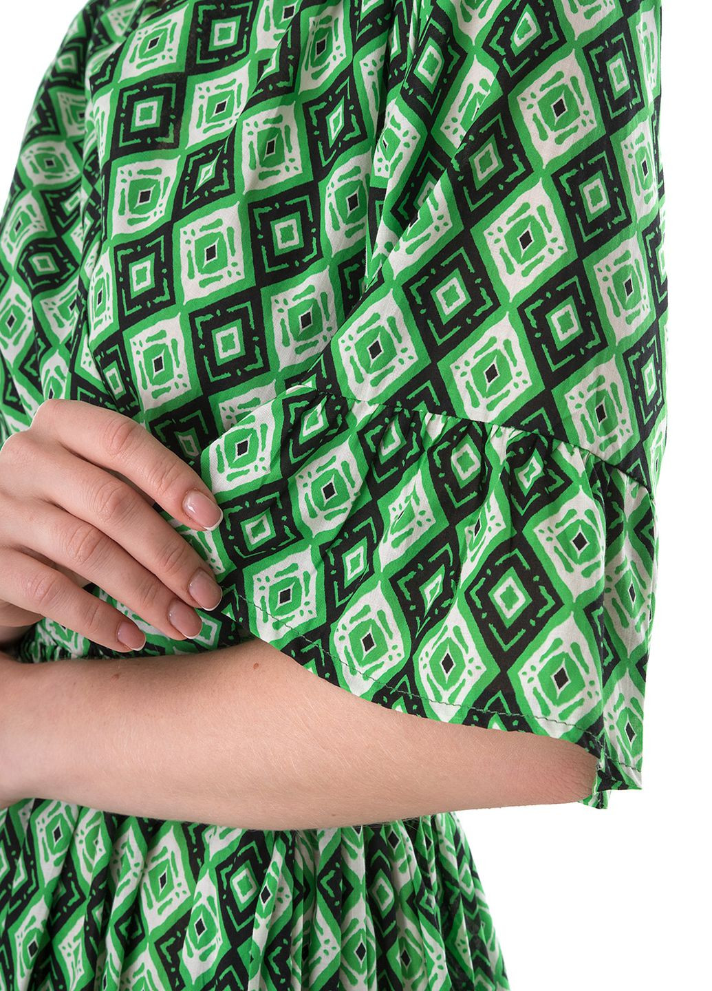 Зеленое кэжуал платье Joleen с геометрическим узором