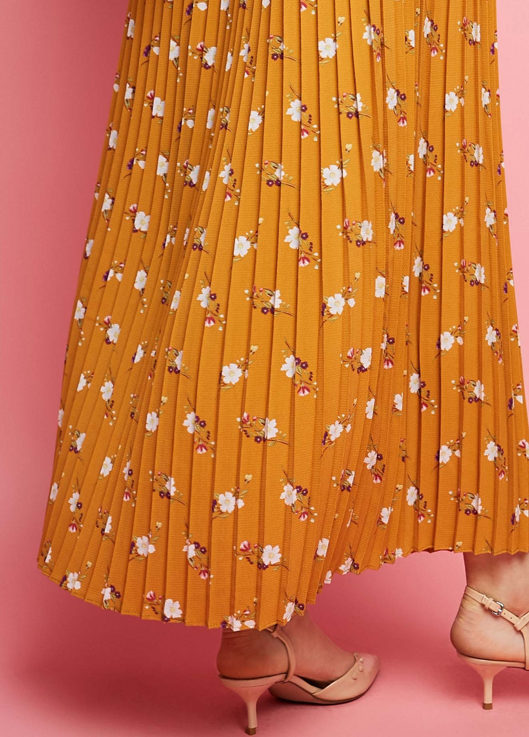 Желтая кэжуал цветочной расцветки юбка Vero Moda плиссе