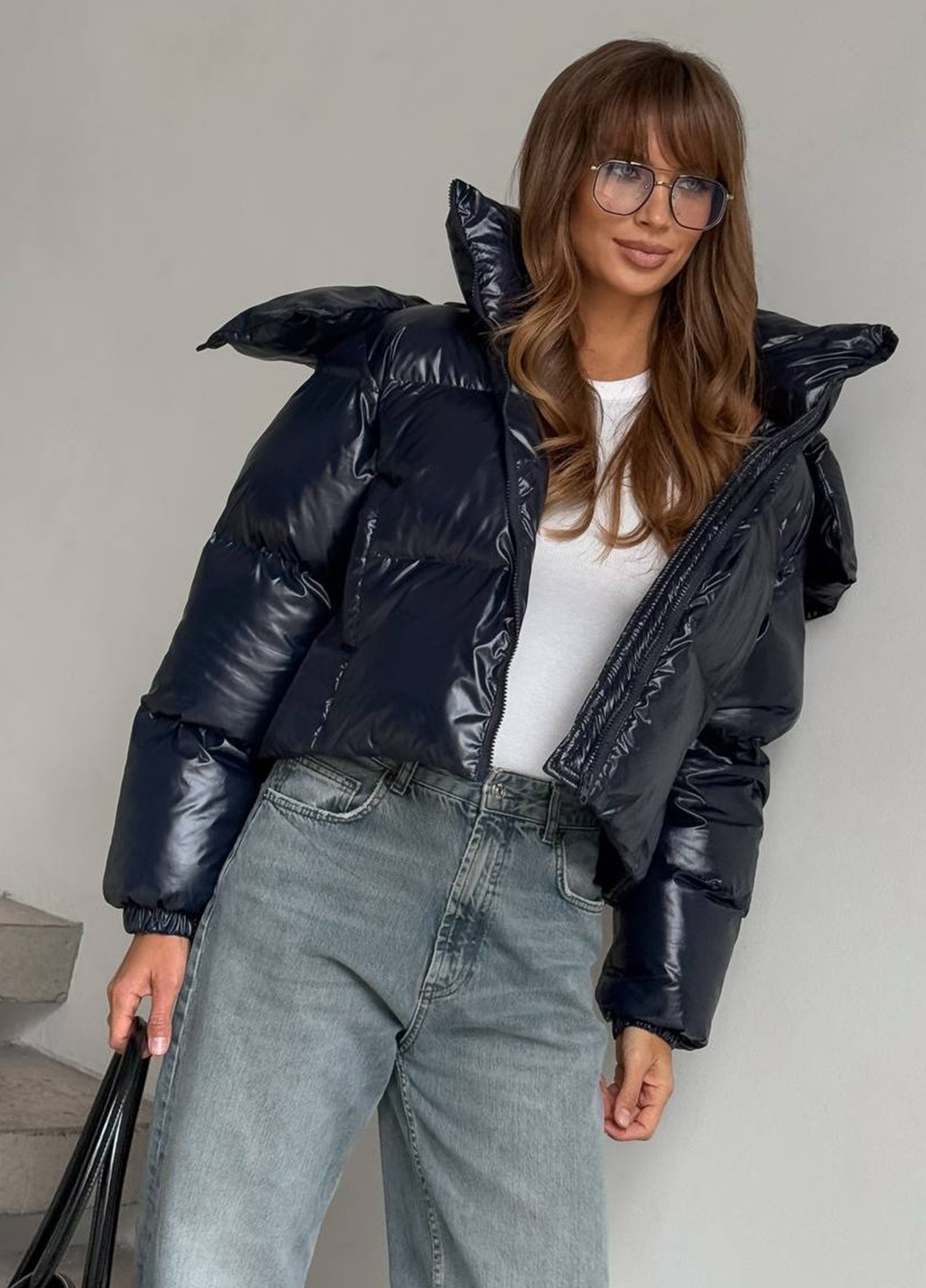 Темно-синяя зимняя куртка No Brand