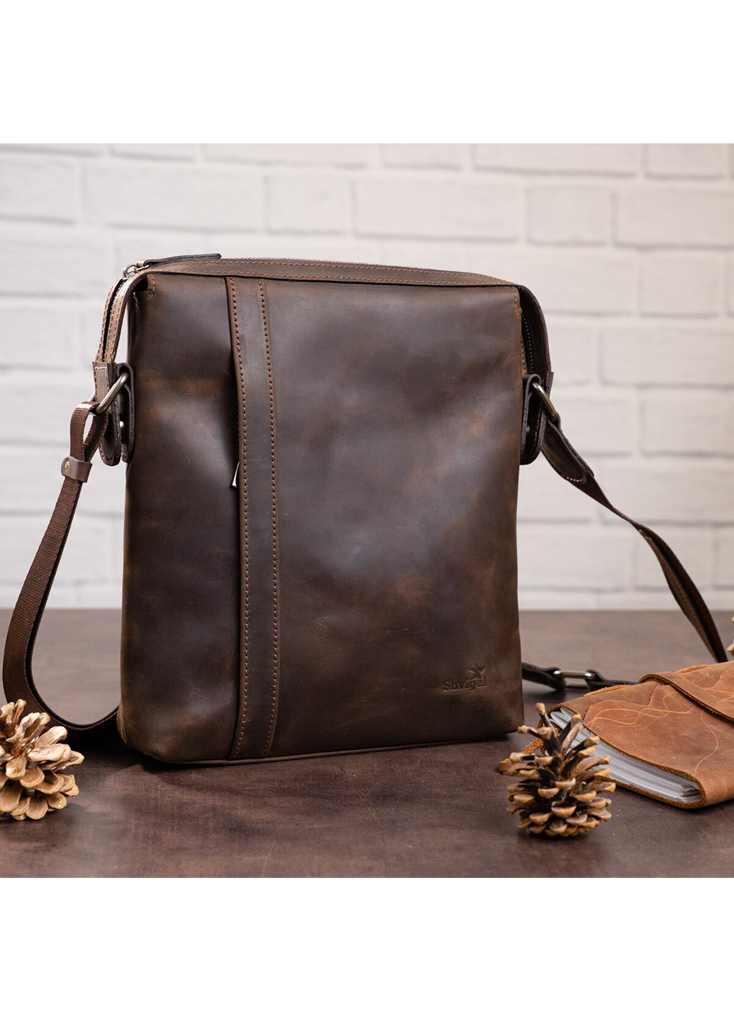 Мужская кожаная сумка 25х28х5 см Shvigel (252130739)
