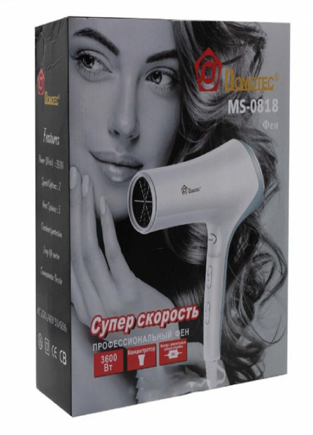 Фен для волос Фен MS-0818 Белый Domotec (254055463)