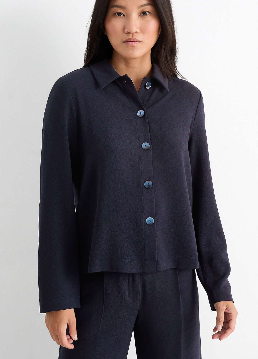 Темно-синяя кэжуал рубашка однотонная C&A