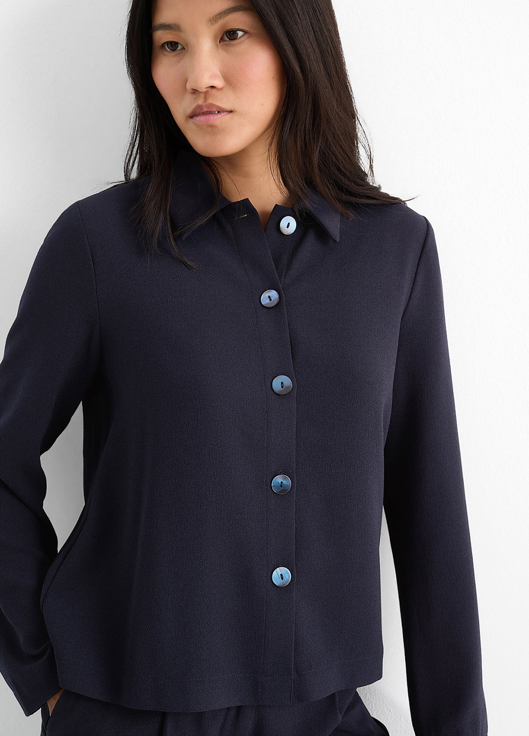 Темно-синяя кэжуал рубашка однотонная C&A