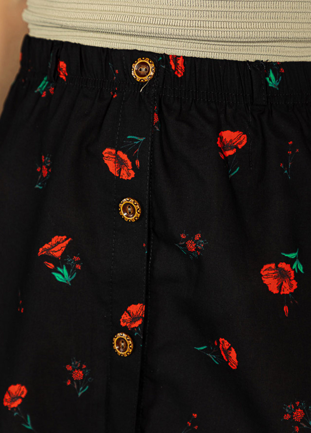 Черная кэжуал цветочной расцветки юбка Time of Style