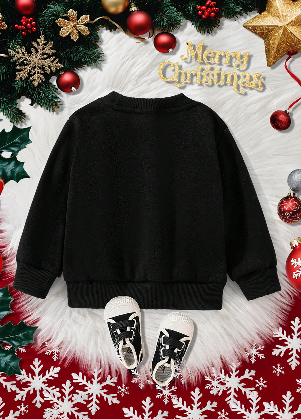 SHEIN свитшот новогодний черный кэжуал полиэстер