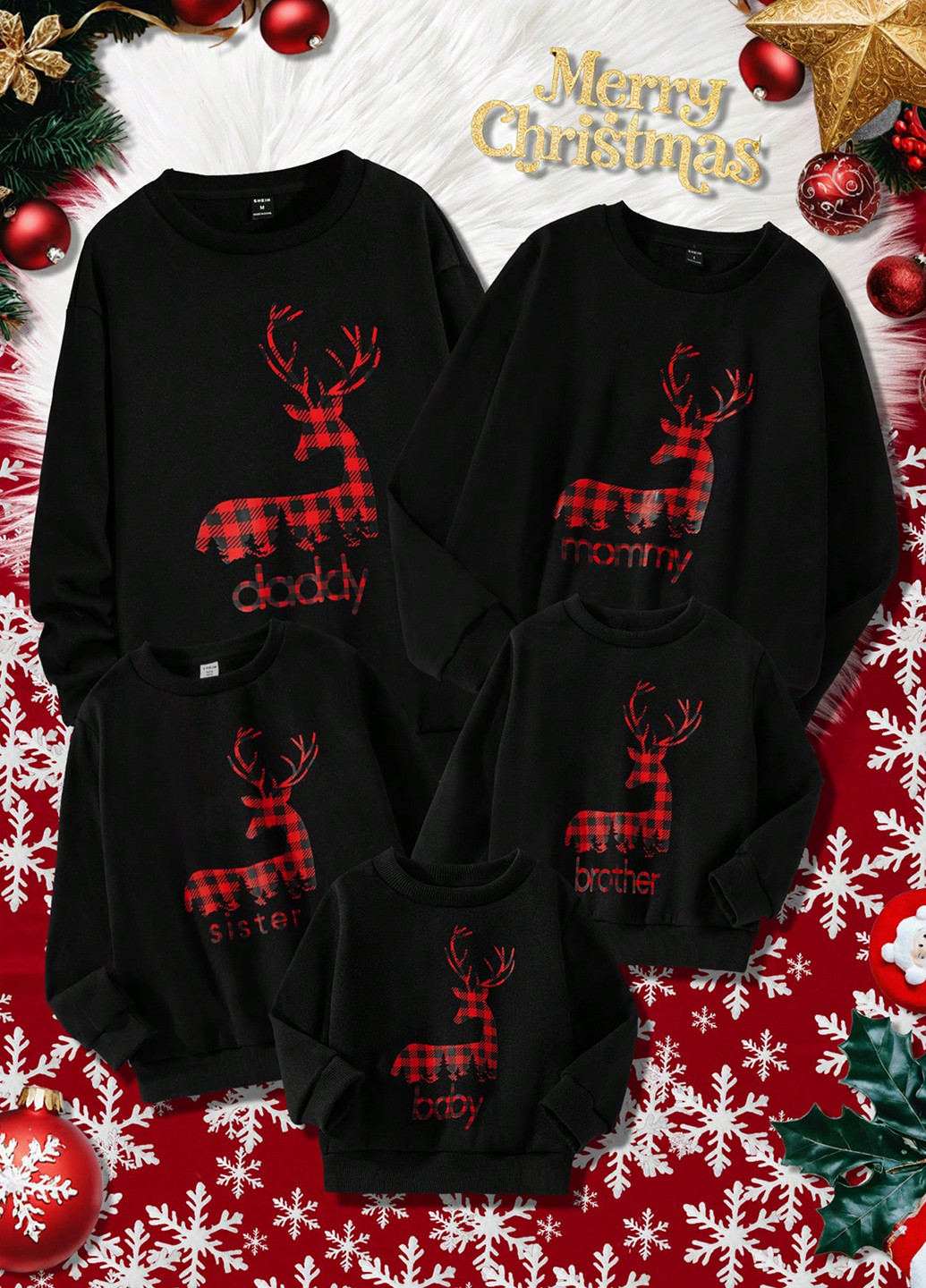 SHEIN свитшот новогодний черный кэжуал полиэстер