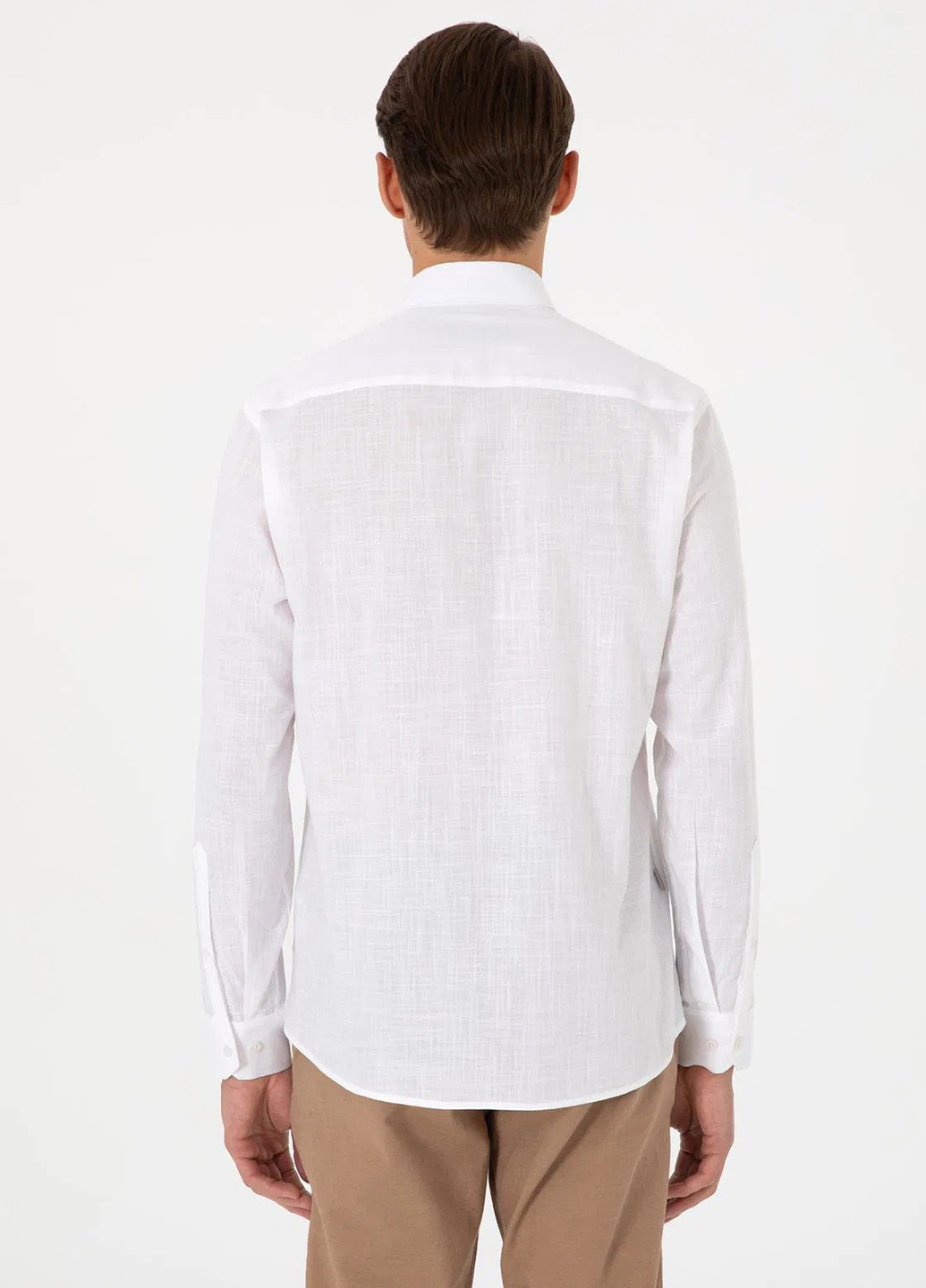 Белая классическая, кэжуал рубашка однотонная Pierre Cardin