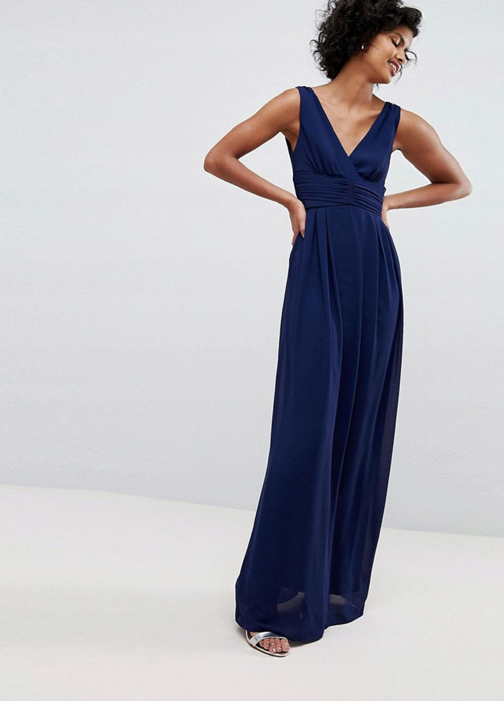 Темно-синя вечірня сукня в стилі армпір Tfnc однотонна