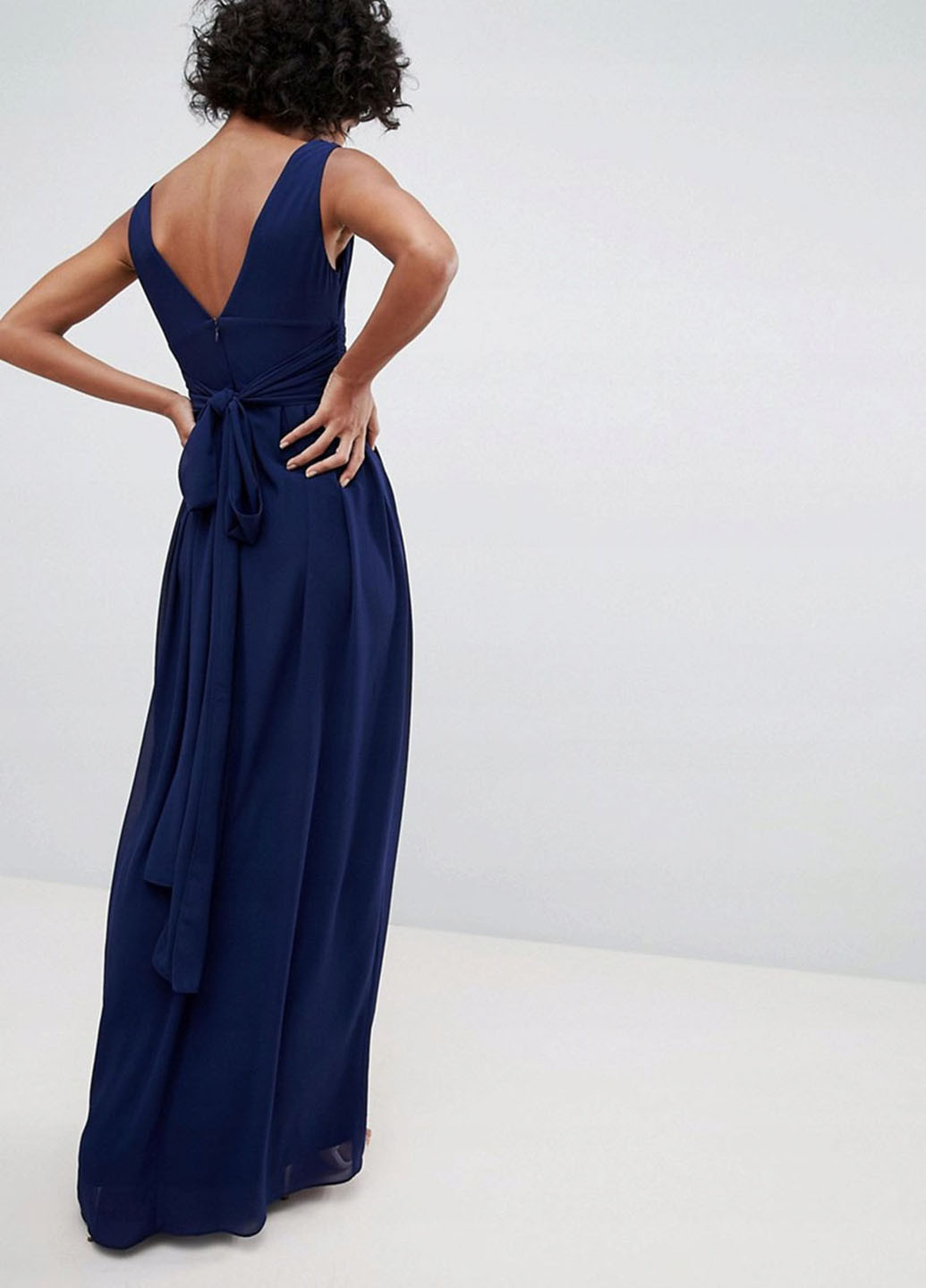 Темно-синя вечірня сукня в стилі армпір Tfnc однотонна