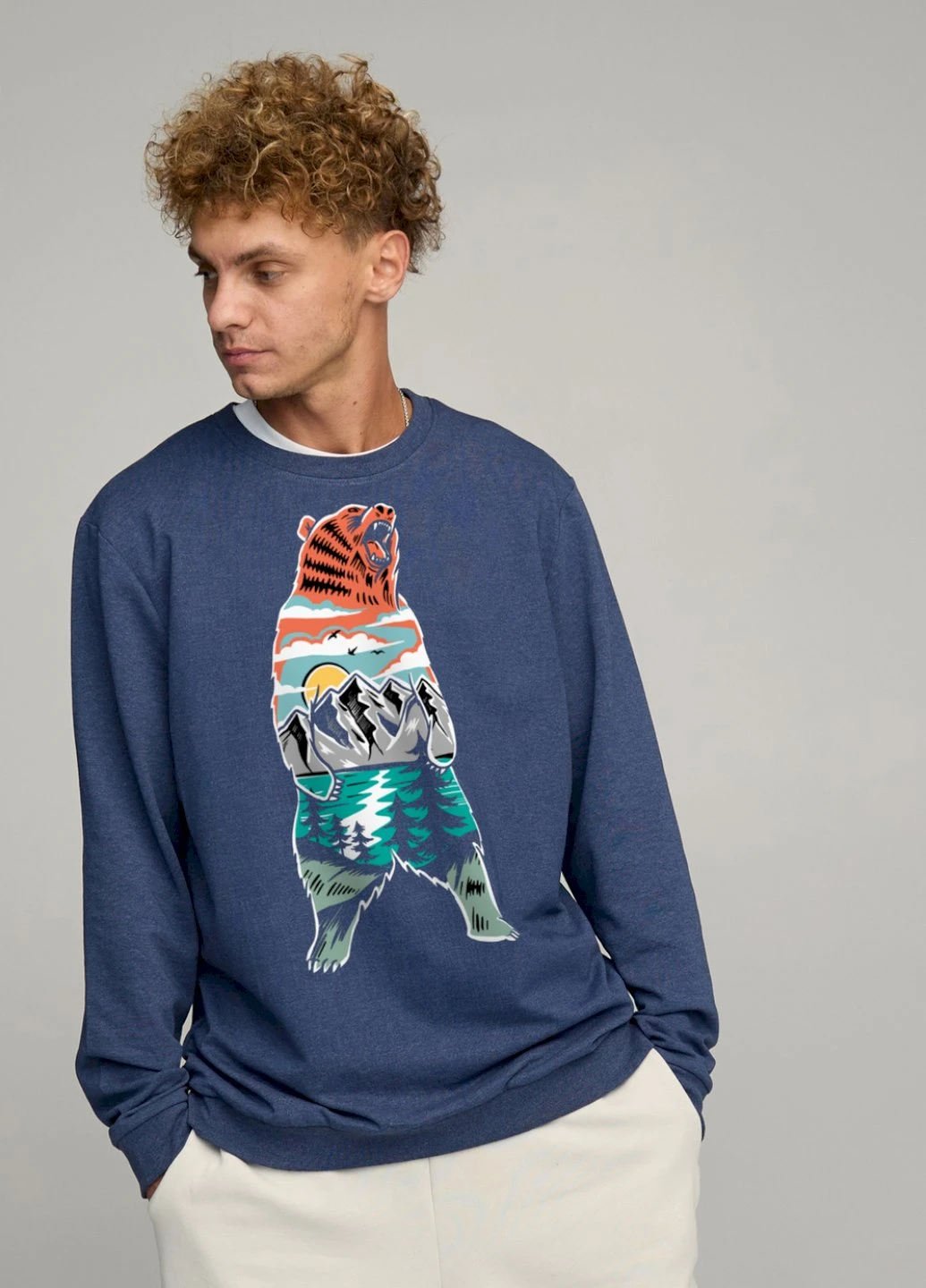 Синій світшот чоловічий oversize /no flis/ YAPPI (252386520)