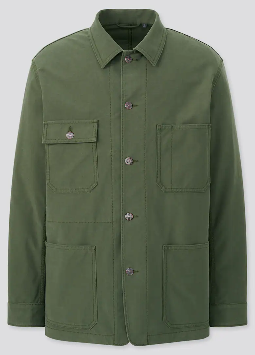 Куртка-сорочка Uniqlo однотонна зелена кежуал
